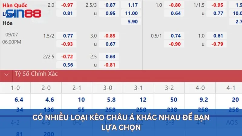 Các loại kèo châu Á phổ biến nhất hiện nay